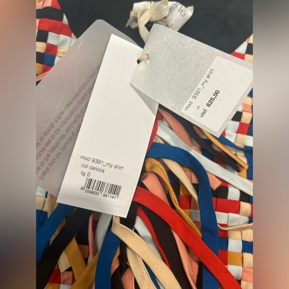 Forte Forte Woven Bib Long Sleeved Shirt Size 6 NWT Black Multicolor - Picture 5 of 6